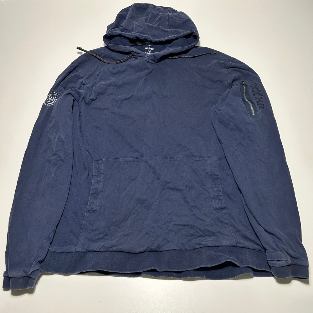 Kuhl Interceptr Hoodie Mens XL Navy Blue Pullover Zipper Sleeve Pocket Outdoor